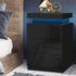 High Gloss Bedside Table Drawers RGB LED Nightstand 3 Drawers Black